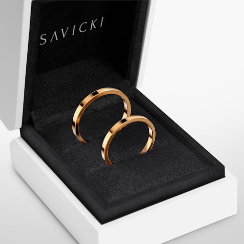 Obrączki ślubne: złote, płaskie, 2 mm